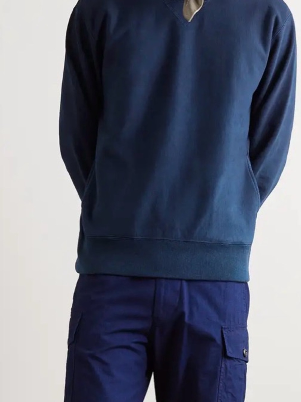 Men's Navy V-Neck Pullover Sweatshirt - Navy